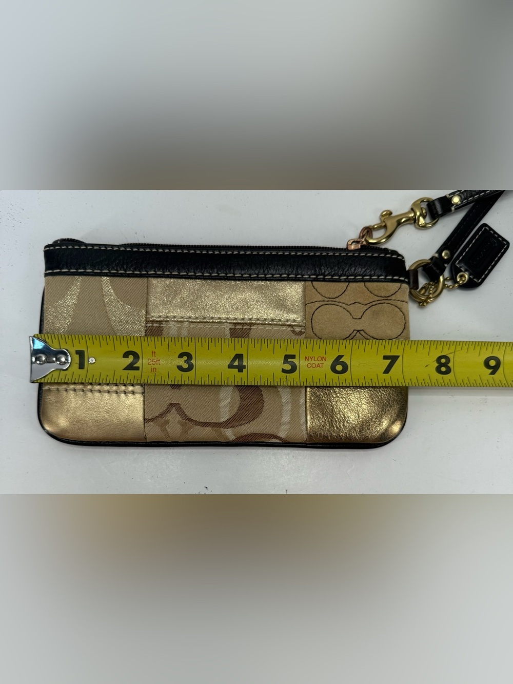 Vintage Y2K Coach Metallic Patchwork Wristlet - Gold and Tan - Picture 4 of 15